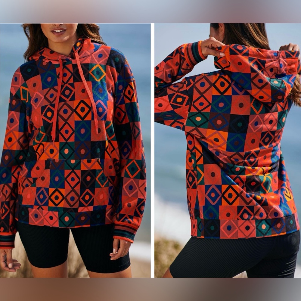 Farm Rio Terry Long Sleeve Hoodie/Sweatshirt, Size S